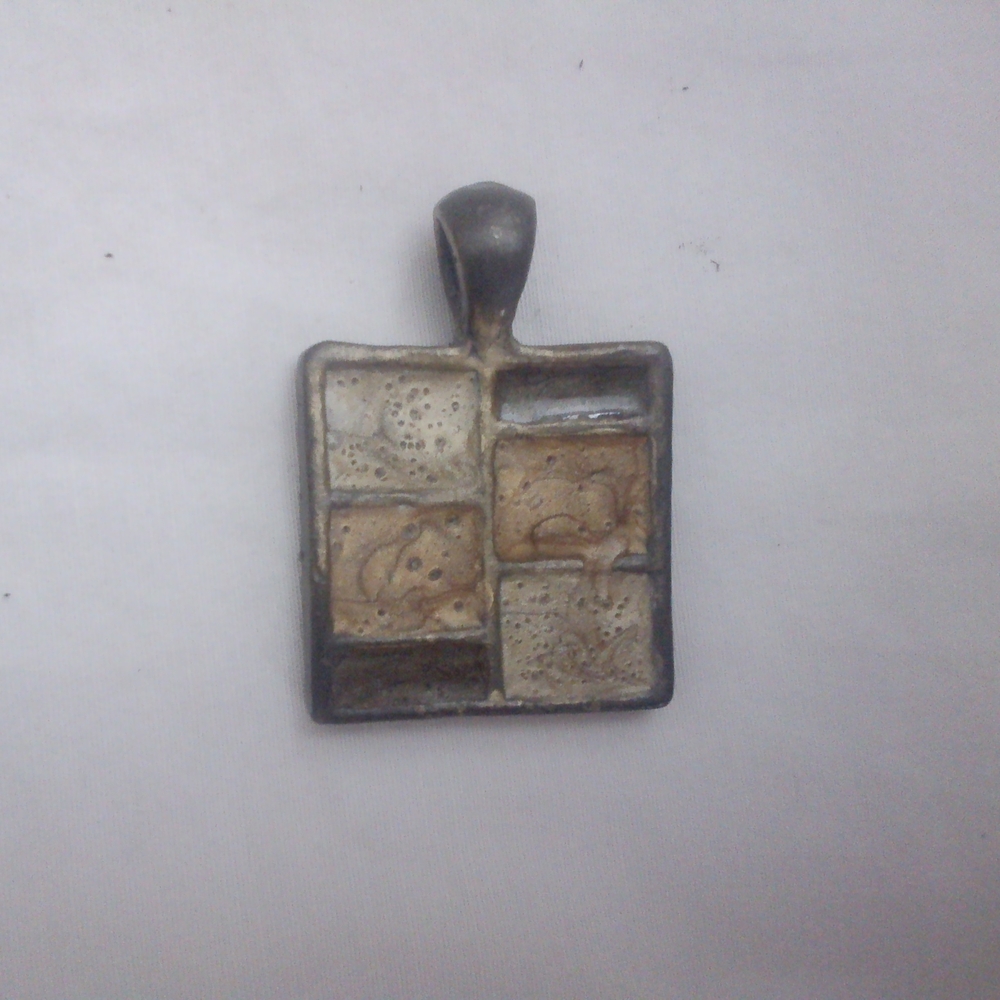 Modern Gray and Tan Geometric Necklace